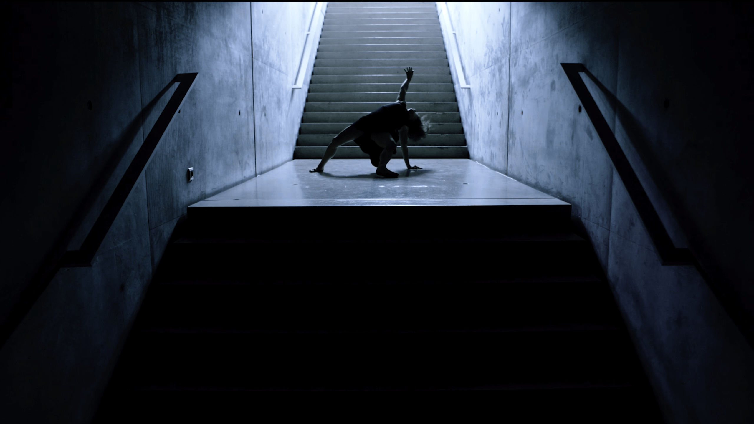 Dancer, concrete, hallway, stairs,