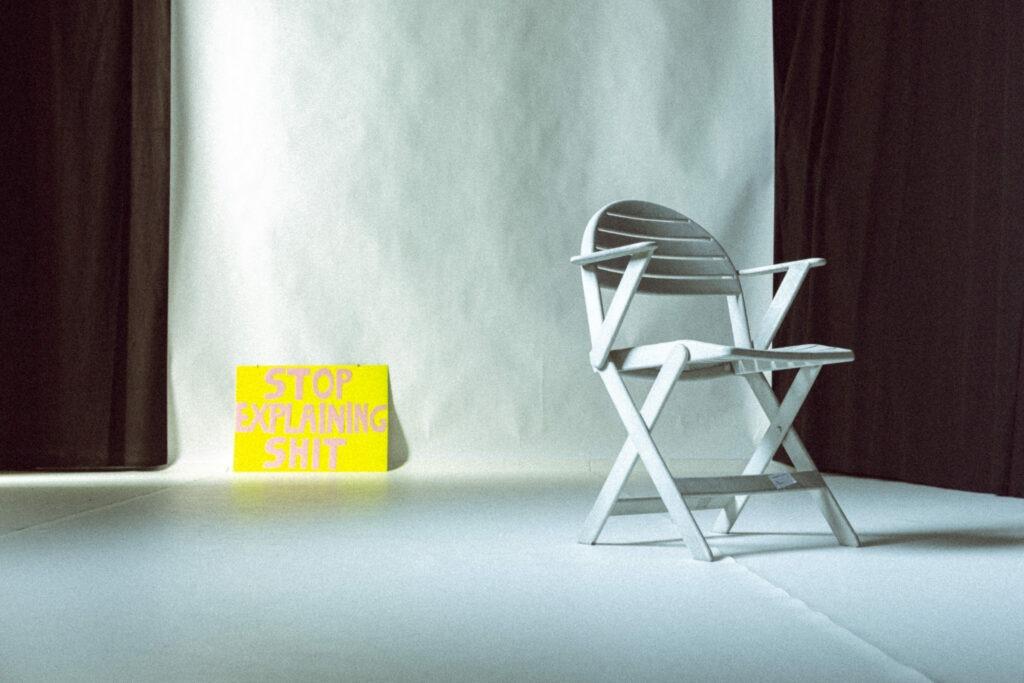 Armchair and shield in boxquadrat film studio
