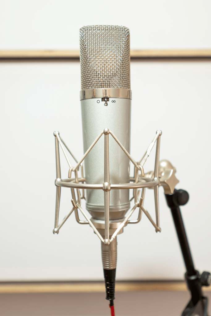 Microphone in boxquadrat recording studio