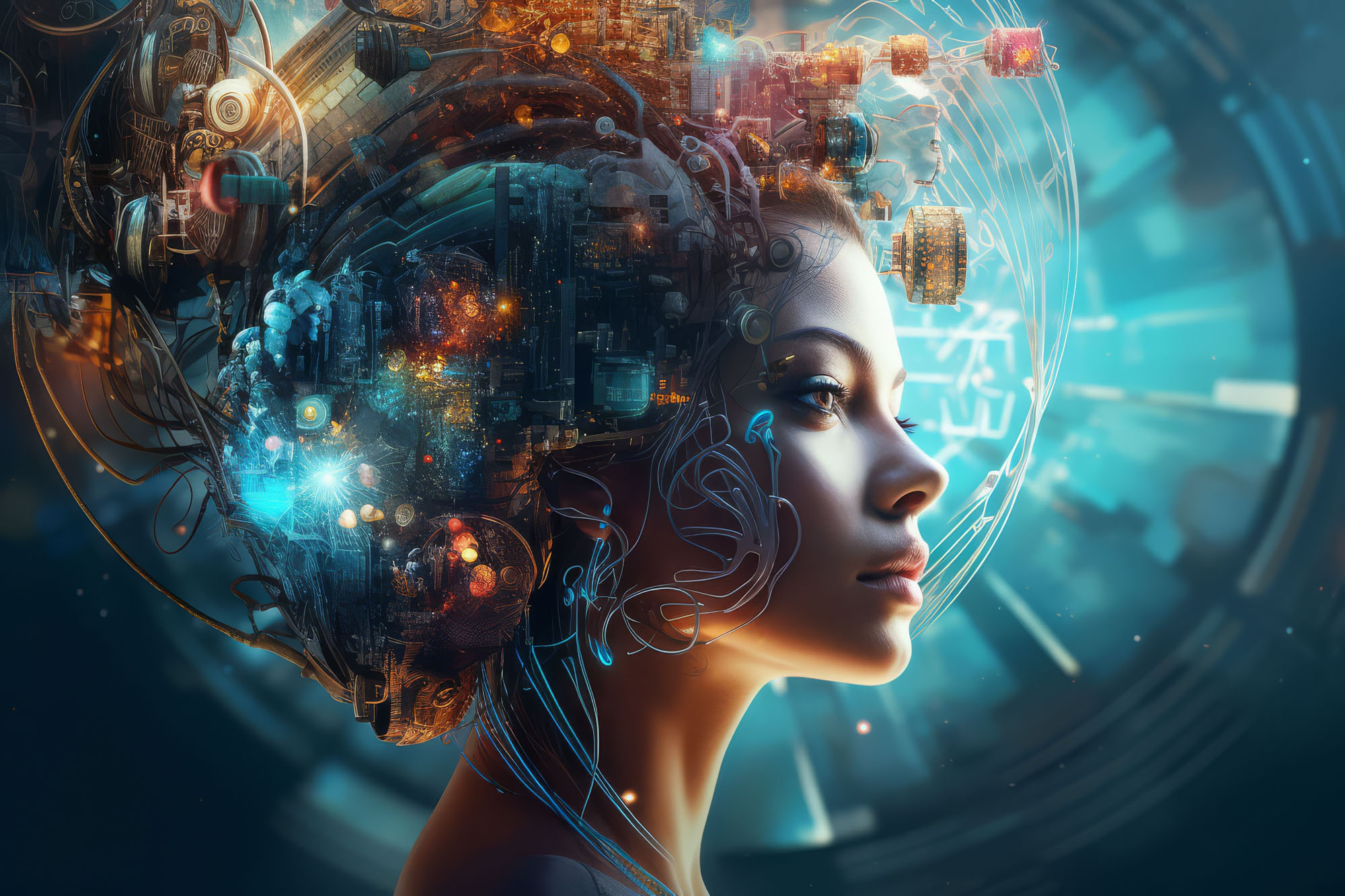 futuristisches KI generiertes Portrait einer Frau
